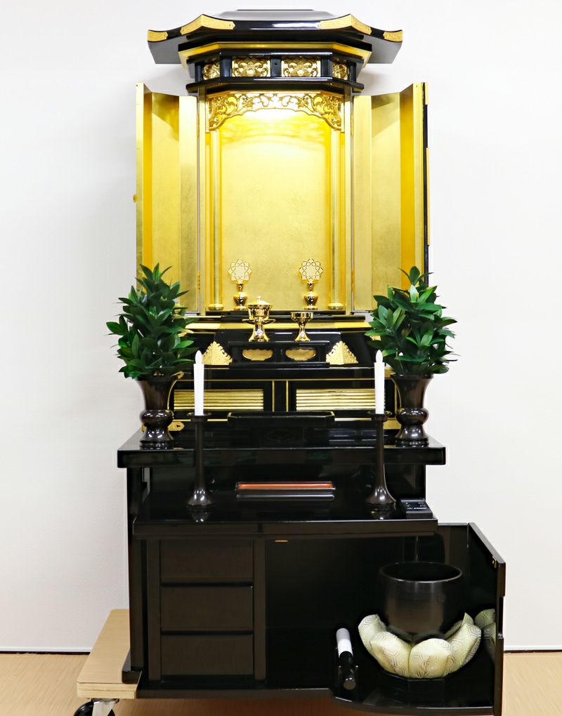 創価学会 厨子型 中古仏壇 1032 3尺 黒塗収納式 梅園｜仏壇革命・虚空