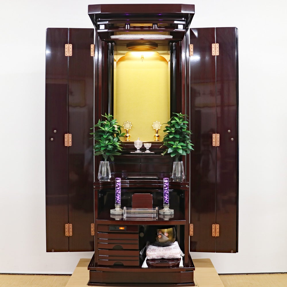 創価学会 家具調 中古仏壇 1404 虹 紫檀 桜蒔絵付｜仏壇革命・虚空厨子