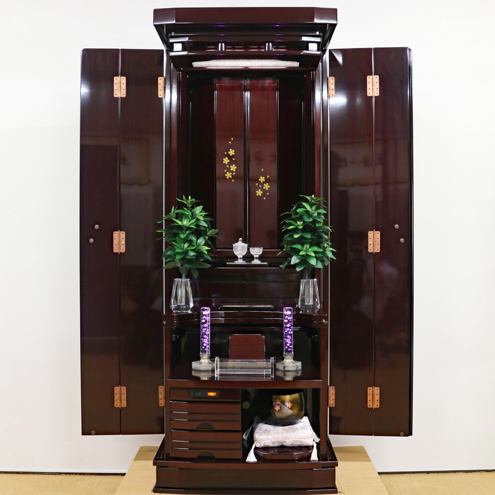 創価学会 家具調 中古仏壇 1404 虹 紫檀 桜蒔絵付｜仏壇革命・虚空厨子