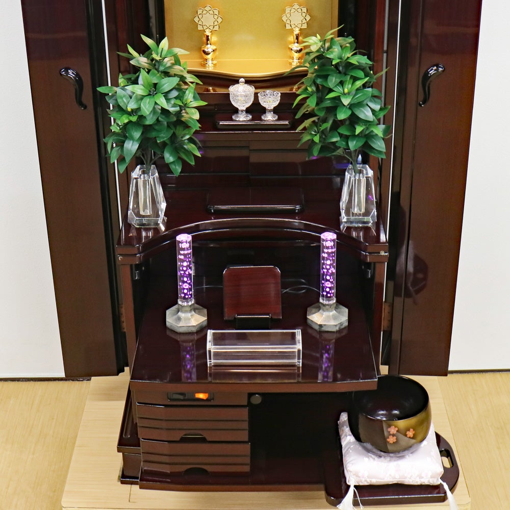 創価学会 家具調 中古仏壇 1404 虹 紫檀 桜蒔絵付｜仏壇革命・虚空厨子